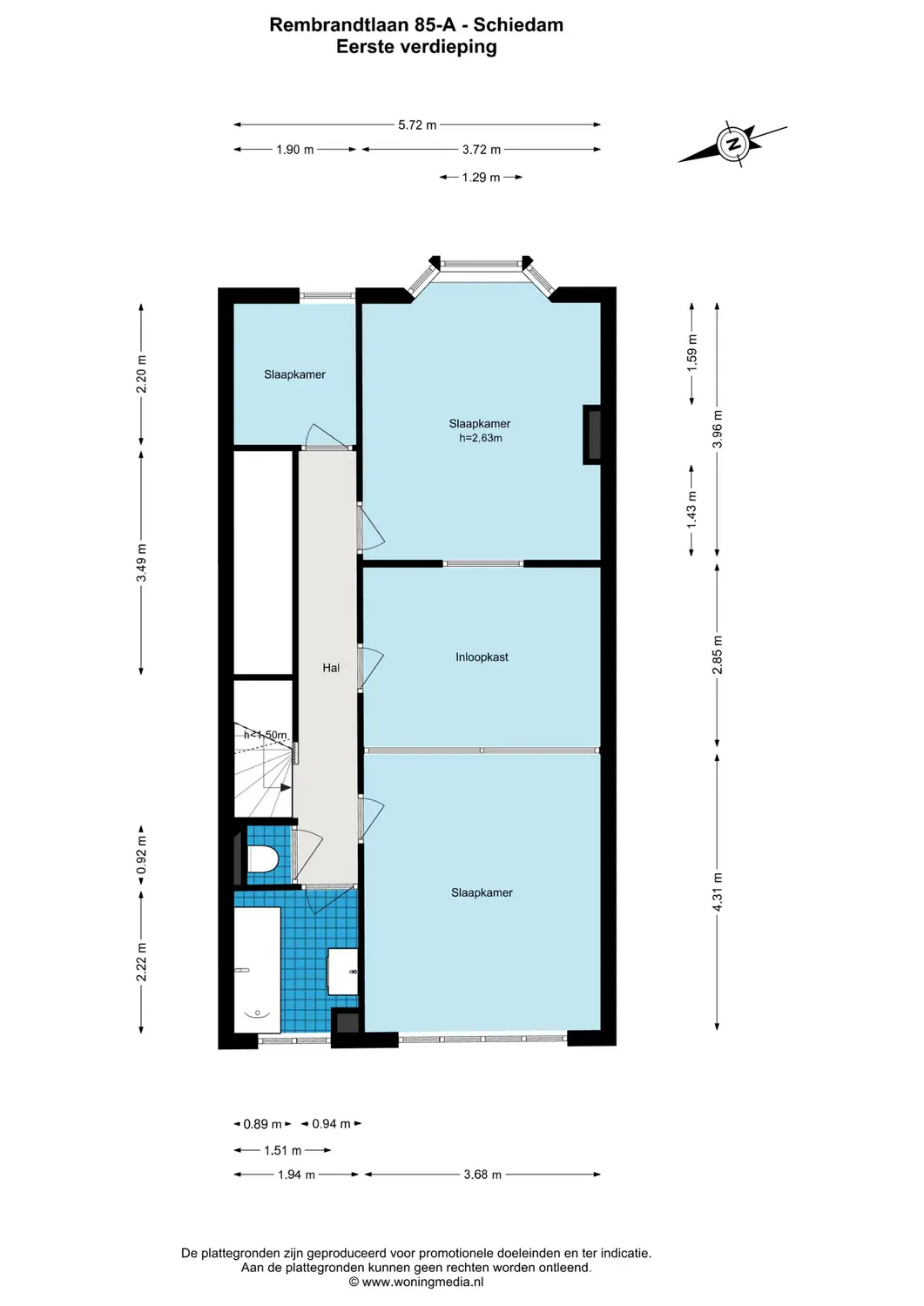 Rembrandtlaan 85A, SCHIEDAM plattegrond 2