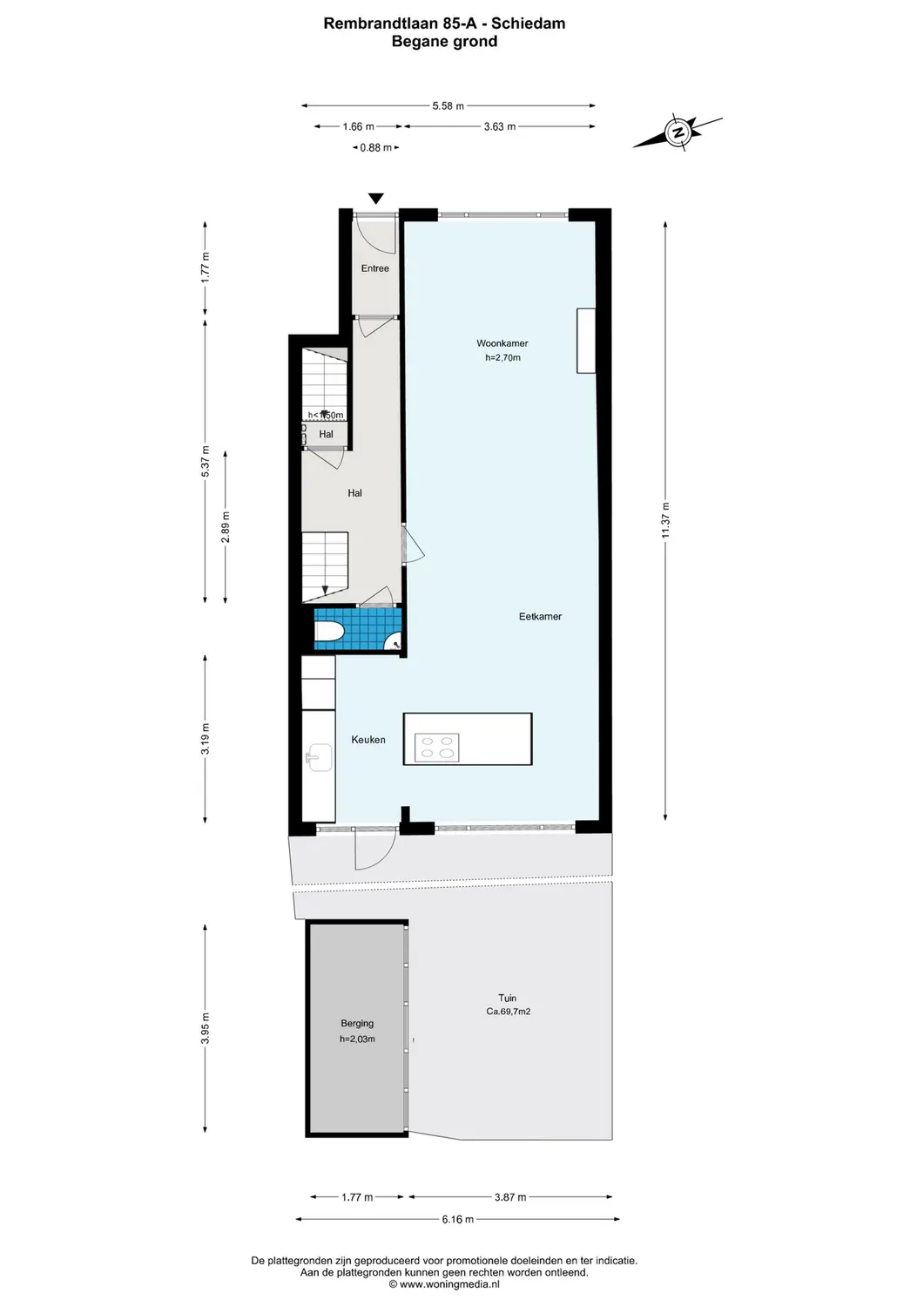 Rembrandtlaan 85A, SCHIEDAM plattegrond 1