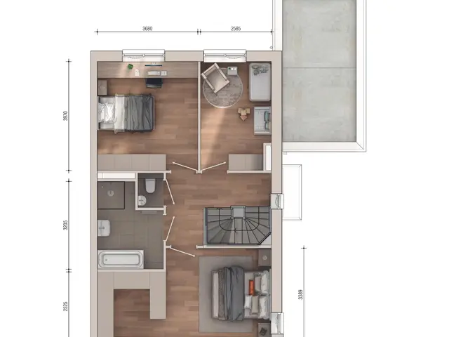 Plattegrond van Twee-onder-een-kapwoning 