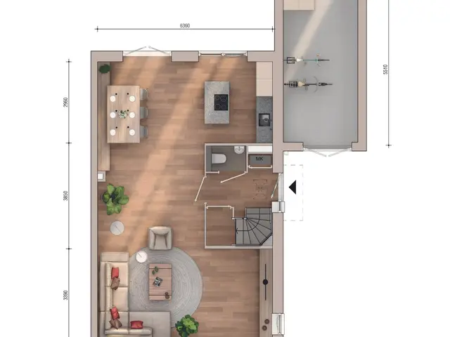Plattegrond van Twee-onder-een-kapwoning 