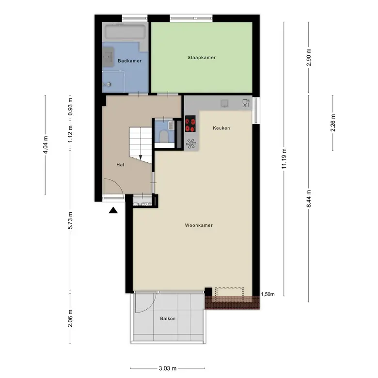 Plattegrond 1 van Ruiterweg 21c