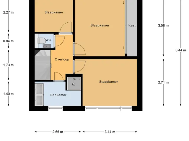 Plattegrond van De Huterstraat 6