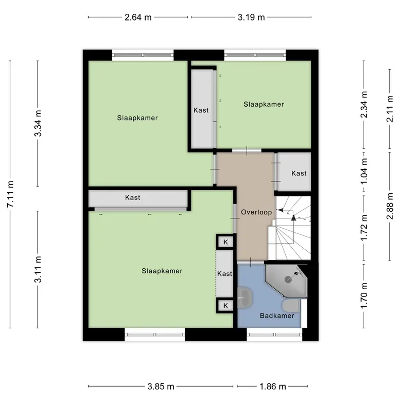 Plattegrond 3 van Toscanestraat 31